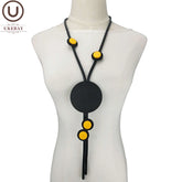 Long Black Necklaces Women Fashion Design Pendant Necklace